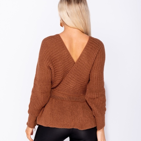 Gwynn Cross My Heart Rust Wrap Front Sweater - Picture 3 of 8